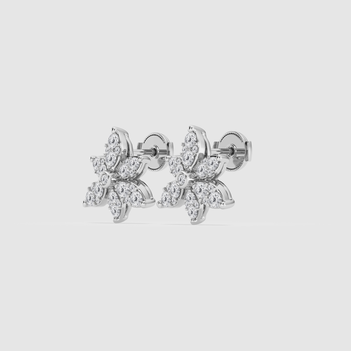 Natural Diamond | 1 1/3 ctw Round Flower Fashion Earrings